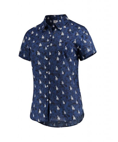 Women's Royal Los Angeles Dodgers Floral Button Up Shirt Royal $36.80 Tops