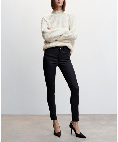 Women's Coated Skinny Push-Up Jeans Black $31.79 Jeans