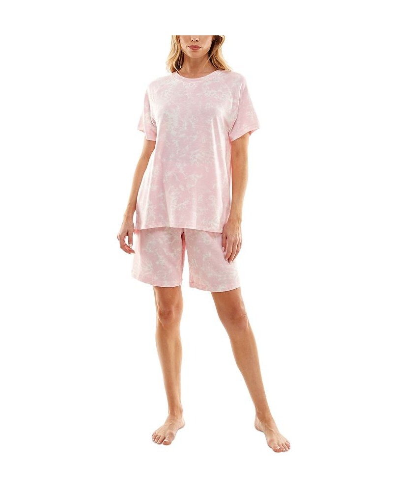 Women's Printed Bermuda Shorts Pajama Set Red $13.27 Sleepwear