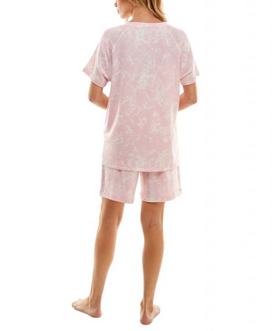 Women's Printed Bermuda Shorts Pajama Set Red $13.27 Sleepwear