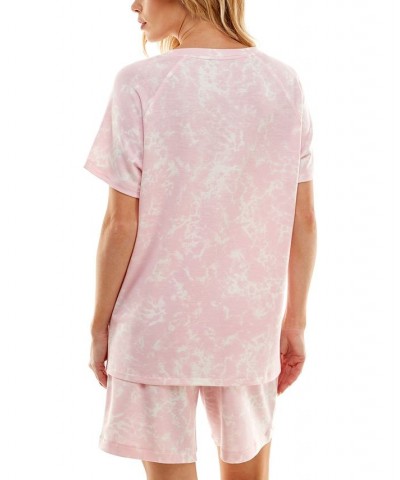 Women's Printed Bermuda Shorts Pajama Set Red $13.27 Sleepwear