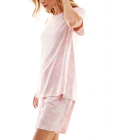 Women's Printed Bermuda Shorts Pajama Set Red $13.27 Sleepwear