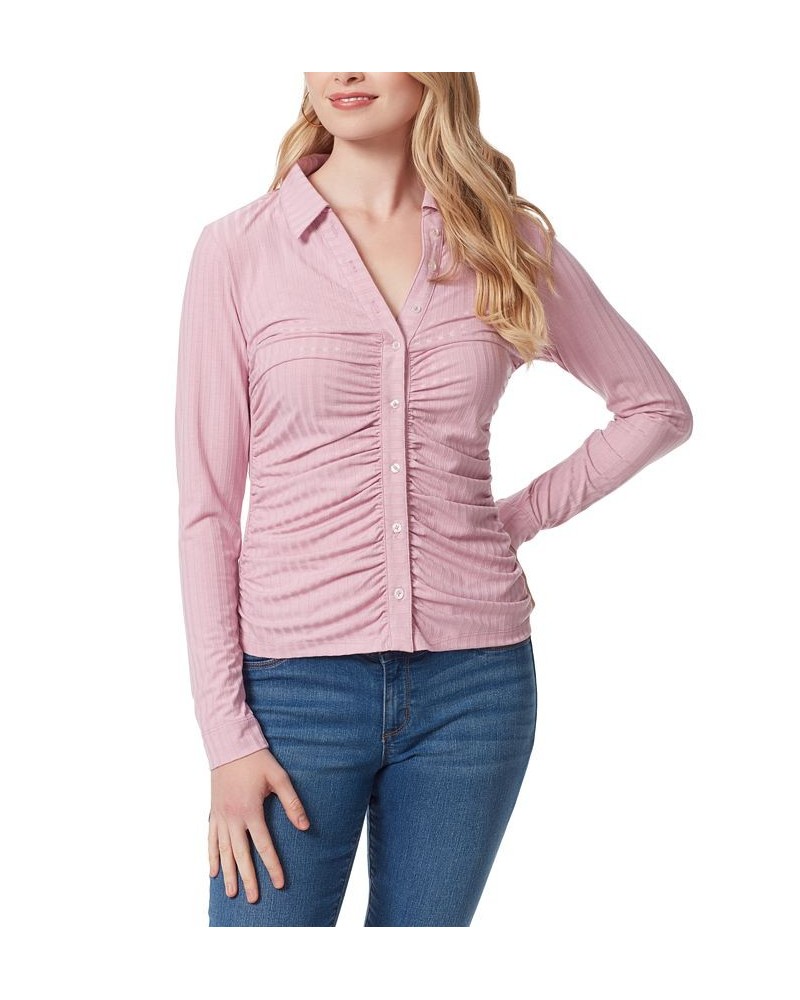 Women's Wren Collared Button-Up Top Purple $26.85 Tops