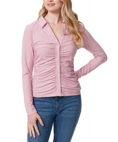 Women's Wren Collared Button-Up Top Purple $26.85 Tops