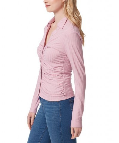 Women's Wren Collared Button-Up Top Purple $26.85 Tops