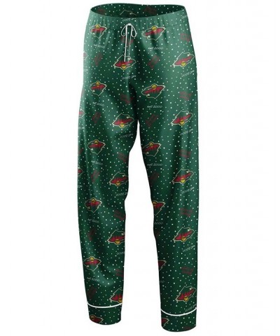 Women's Green Minnesota Wild Long Sleeve Button-Up Shirt Pants Sleep Set Green $38.49 Pajama