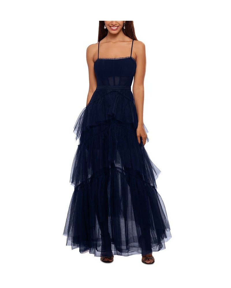 Mesh Corset Ball Gown Blue $128.00 Dresses