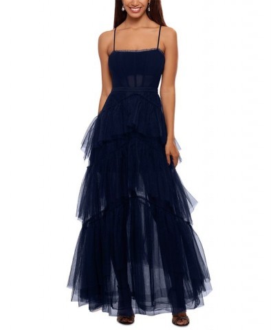 Mesh Corset Ball Gown Blue $128.00 Dresses