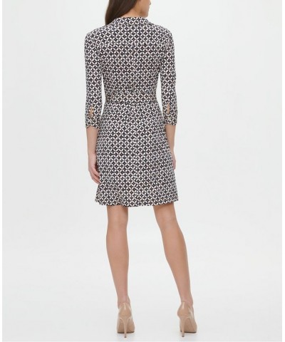 Printed Belted Dress Navy Blue/Ivory $48.79 Dresses