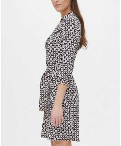 Printed Belted Dress Navy Blue/Ivory $48.79 Dresses