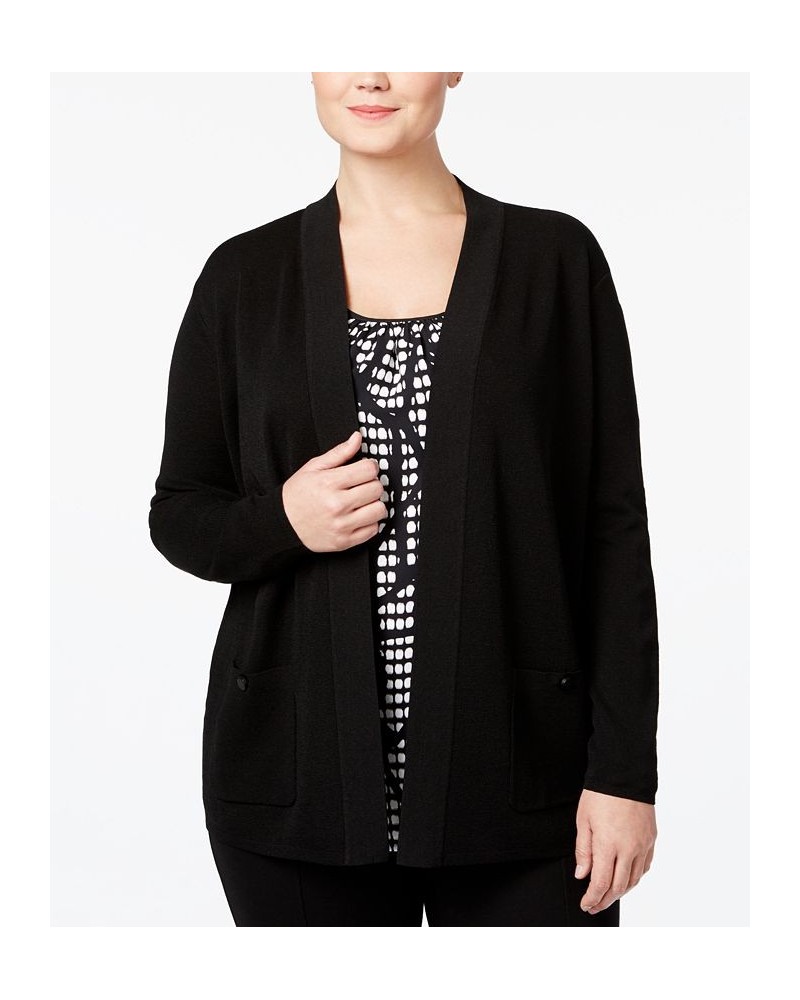 Plus Size Open-Front Cardigan Black $35.69 Sweaters