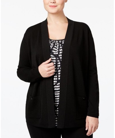 Plus Size Open-Front Cardigan Black $35.69 Sweaters