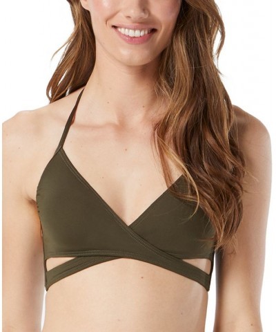 Women's Wrap Bikini Top & Bottoms Dark Fatigue Green $36.96 Swimsuits