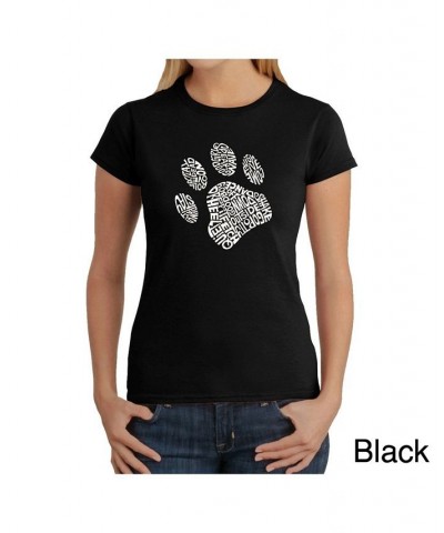 Women's Word Art T-Shirt - Dog Paw Black $20.52 Tops