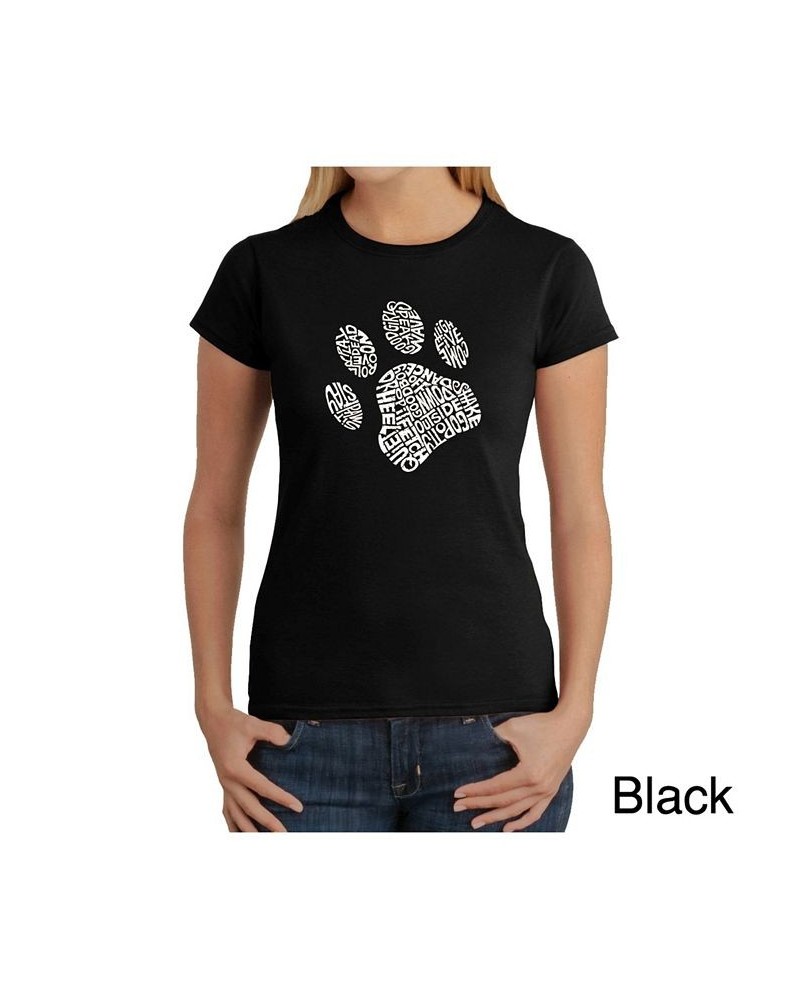 Women's Word Art T-Shirt - Dog Paw Black $20.52 Tops