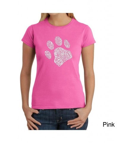 Women's Word Art T-Shirt - Dog Paw Black $20.52 Tops