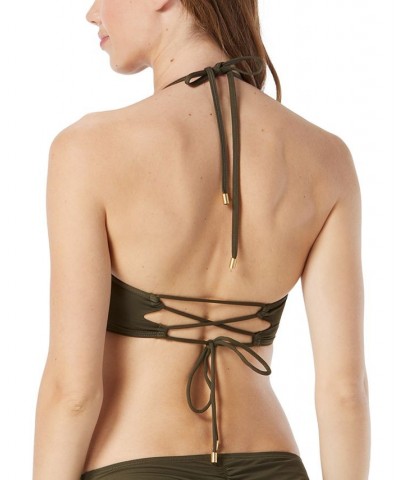 Women's Wrap Bikini Top & Bottoms Dark Fatigue Green $36.96 Swimsuits