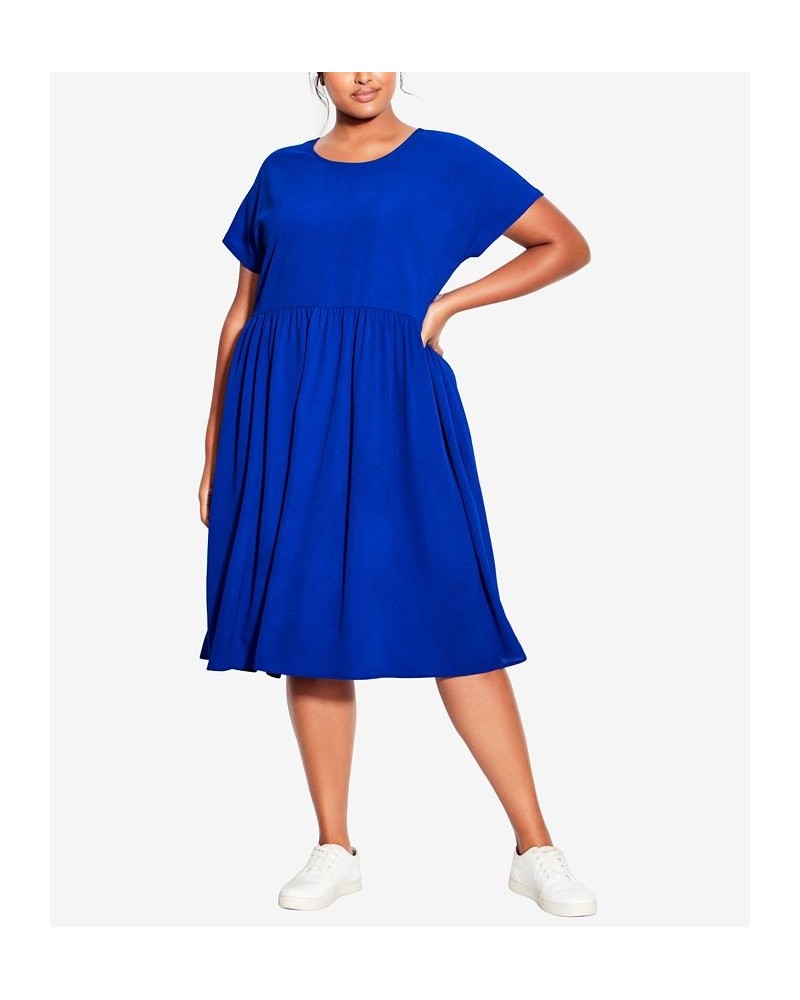 Plus Size Doll Up Plain Dress Blue $29.45 Dresses