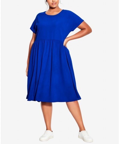 Plus Size Doll Up Plain Dress Blue $29.45 Dresses