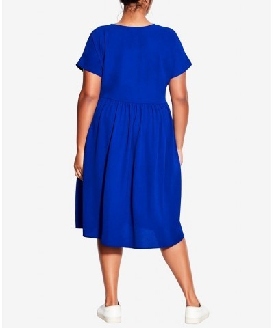 Plus Size Doll Up Plain Dress Blue $29.45 Dresses