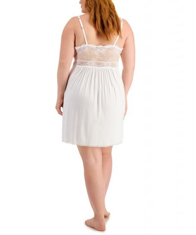 Plus-Size Lace-Detail Heavenly Soft Chemise Bright White $11.36 Sleepwear