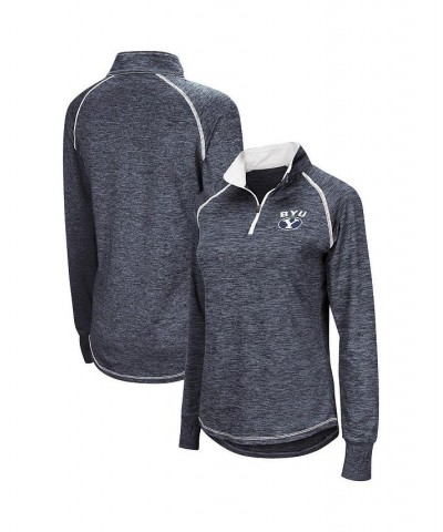 Women's Navy BYU Cougars Bikram Quarter-Zip Pullover Jacket Blue $25.85 Jackets