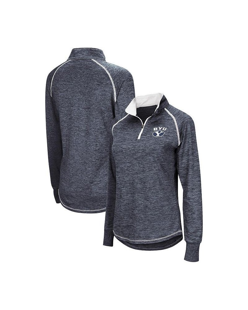 Women's Navy BYU Cougars Bikram Quarter-Zip Pullover Jacket Blue $25.85 Jackets