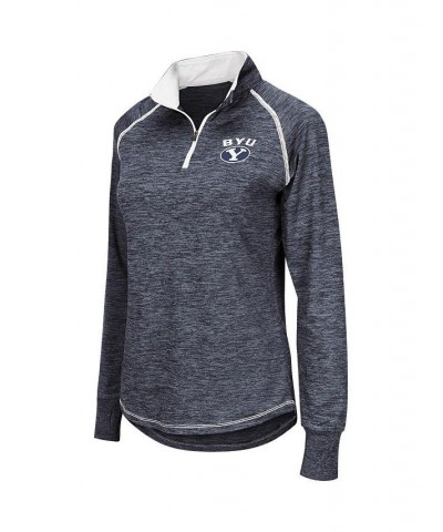 Women's Navy BYU Cougars Bikram Quarter-Zip Pullover Jacket Blue $25.85 Jackets