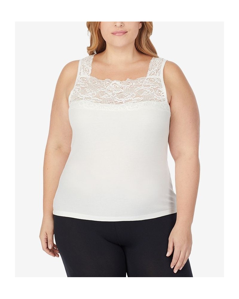 Plus Size SofTech Stretch Lace Detail Cami Ivory/Cream $12.00 Tops