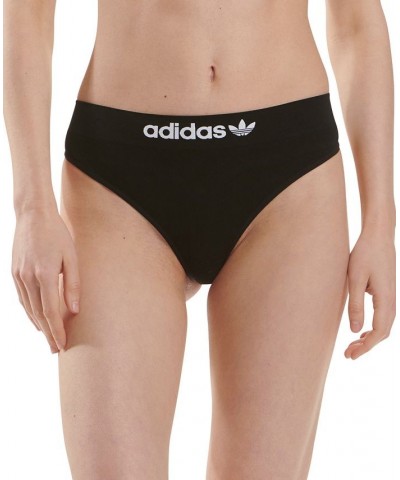 Women's Seamless Thong Underwear 4A1H64 Black $9.57 Panty