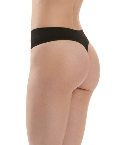 Women's Seamless Thong Underwear 4A1H64 Black $9.57 Panty