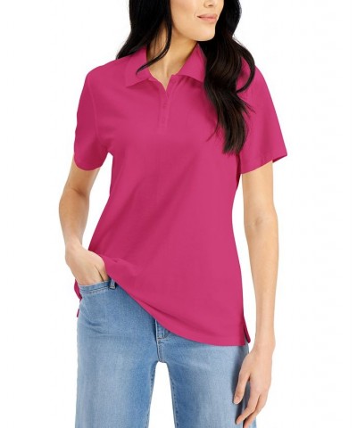 Petite Knit Cotton Polo Steel Rose $9.50 Tops