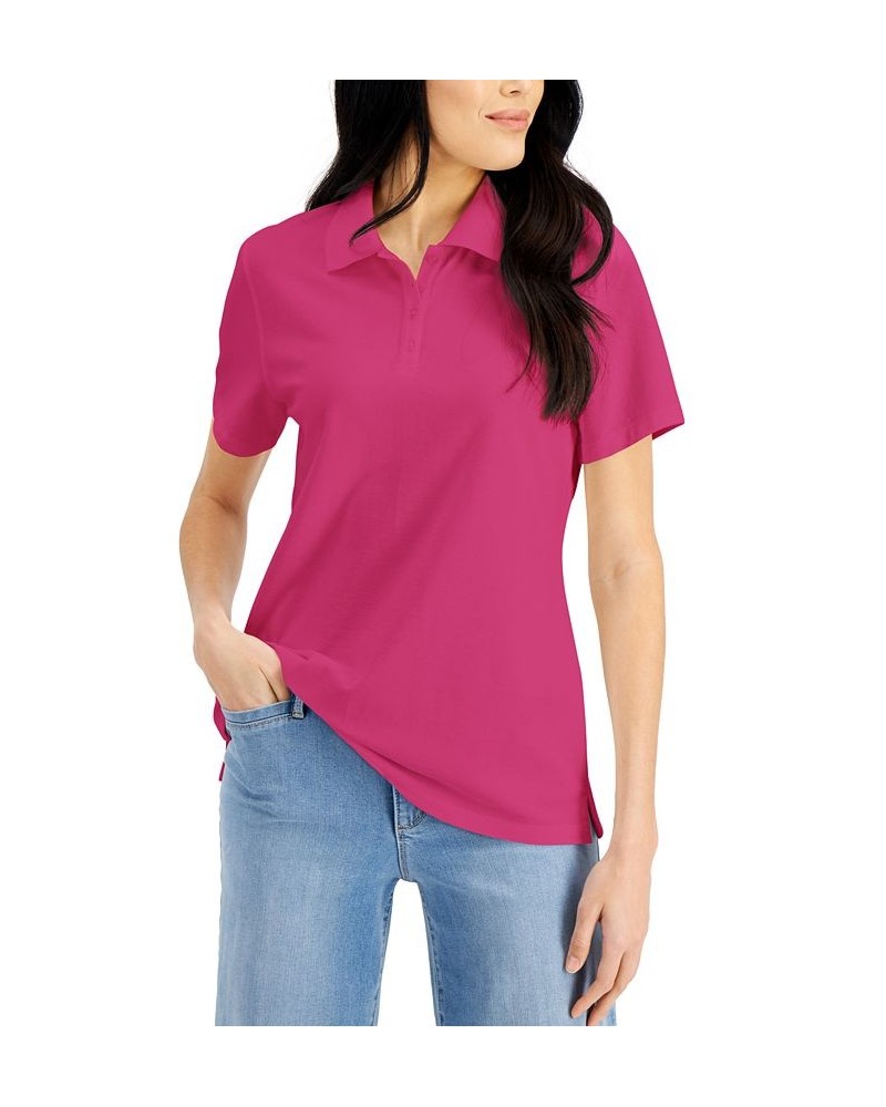 Petite Knit Cotton Polo Steel Rose $9.50 Tops