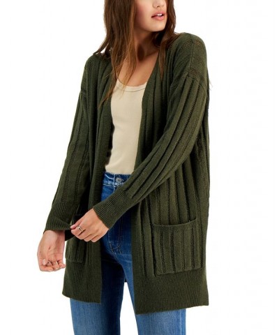 Juniors' Open Front Cardigan Green $12.30 Sweaters