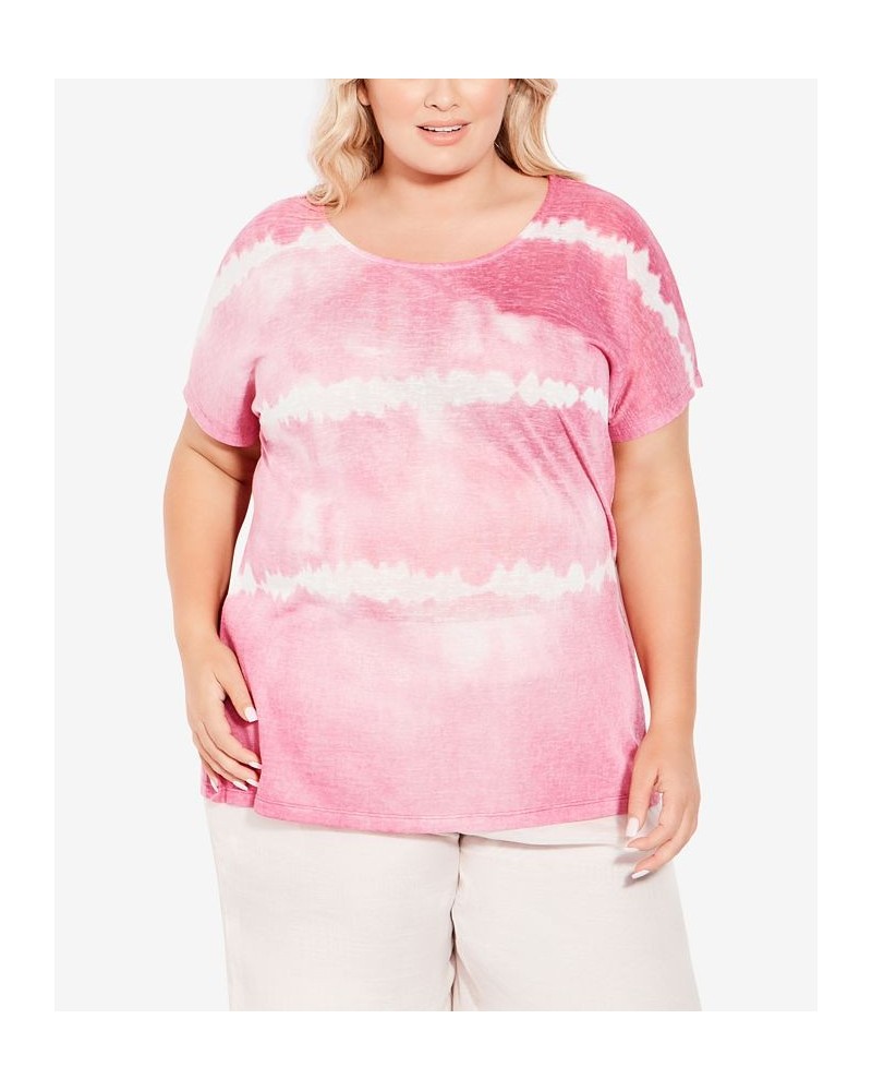 Plus Size Braylee Tie Dye Top Hot Pink $28.32 Tops