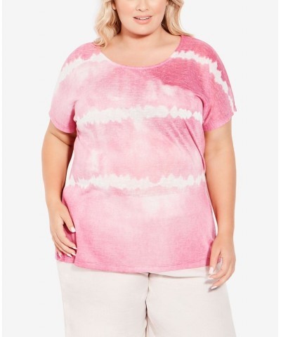 Plus Size Braylee Tie Dye Top Hot Pink $28.32 Tops