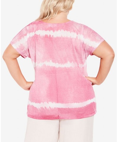 Plus Size Braylee Tie Dye Top Hot Pink $28.32 Tops