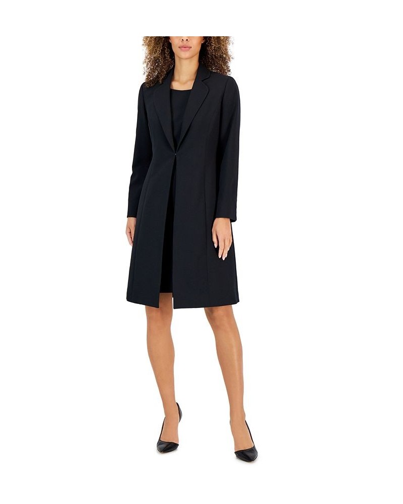 Women's Crepe Topper Jacket & Sheath Dress Suit Regular and Petite Sizes Black $93.10 Suits