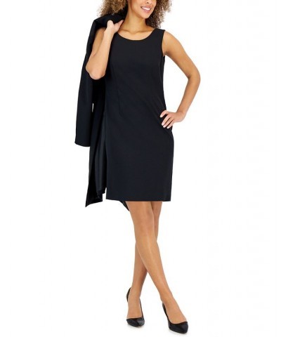 Women's Crepe Topper Jacket & Sheath Dress Suit Regular and Petite Sizes Black $93.10 Suits