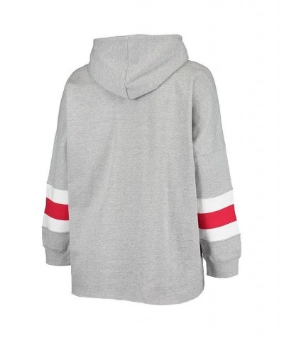 Women's Heathered Gray Ohio State Buckeyes Plus Size Sleeve Stripe Pullover Hoodie Heathered Gray $33.54 Sweatshirts