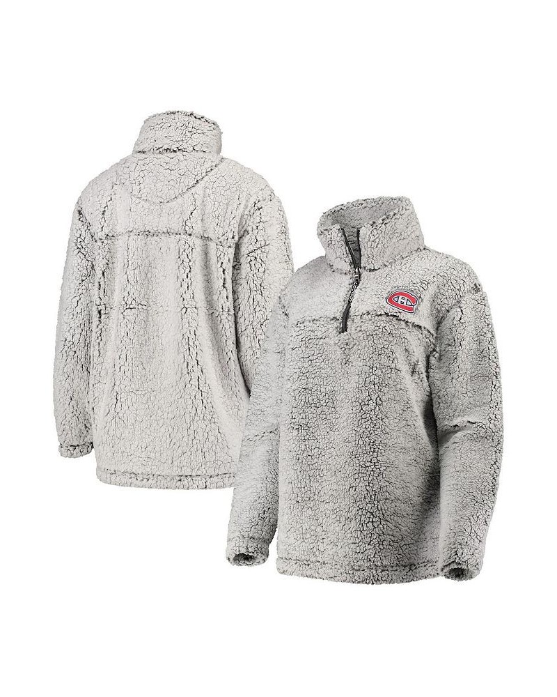 Women's Gray Montreal Canadiens Sherpa Quarter-Zip Pullover Jacket Gray $36.00 Jackets