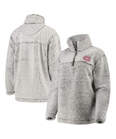 Women's Gray Montreal Canadiens Sherpa Quarter-Zip Pullover Jacket Gray $36.00 Jackets