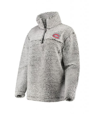 Women's Gray Montreal Canadiens Sherpa Quarter-Zip Pullover Jacket Gray $36.00 Jackets