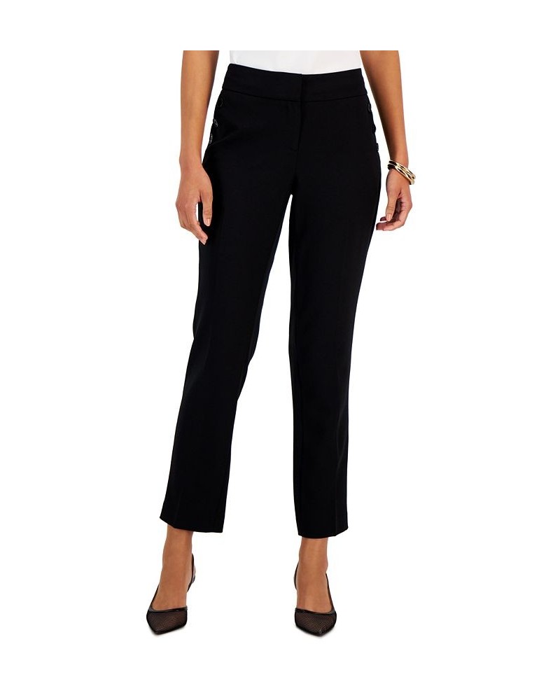 Women's Stretch-Crepe Cropped Sailor Pants Black $31.31 Pants