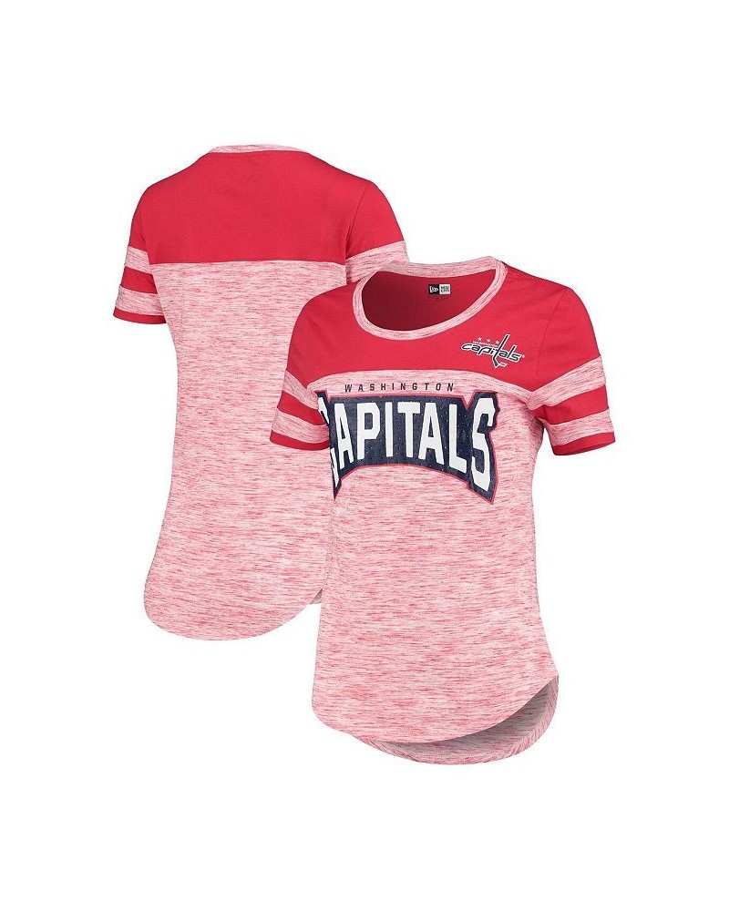 Women's by New Era Red Washington Capitals Space Dye Stripes T-shirt Red $28.49 Tops