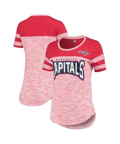 Women's by New Era Red Washington Capitals Space Dye Stripes T-shirt Red $28.49 Tops