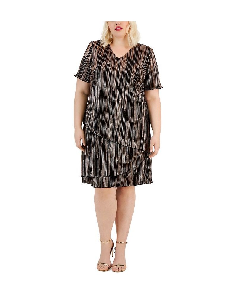 Plus Size V-Neck Asymmetric Tiered Sheath Dress Copper $21.18 Dresses