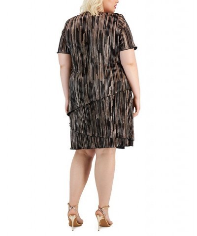 Plus Size V-Neck Asymmetric Tiered Sheath Dress Copper $21.18 Dresses