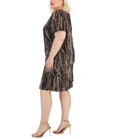 Plus Size V-Neck Asymmetric Tiered Sheath Dress Copper $21.18 Dresses