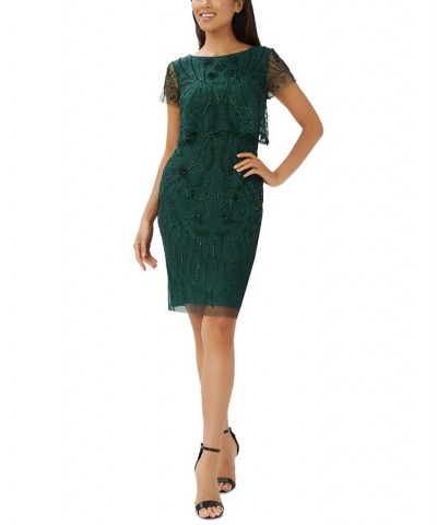 Petite Beaded Boat-Neck Sheath Dress Dusty Emerald $87.78 Dresses